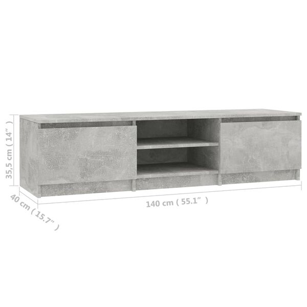 vidaXL TV Cabinet Concrete Grey 140x40x35.5 cm Engineered Wood