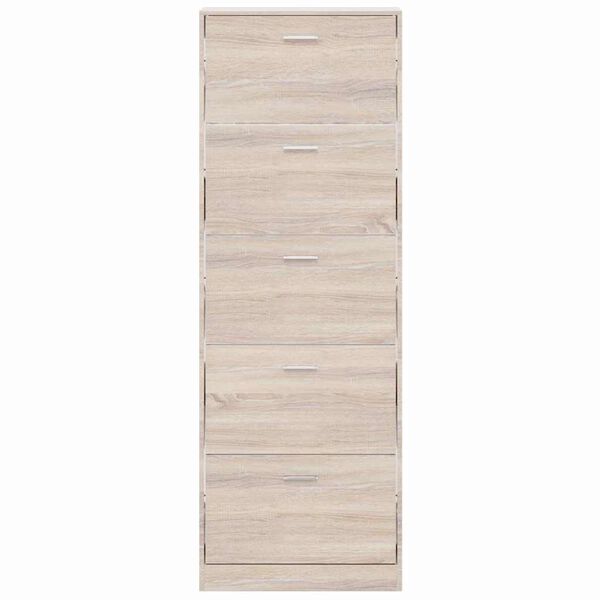 vidaXL Oak Look Wooden Shoe Cabinet with 5 Compartments