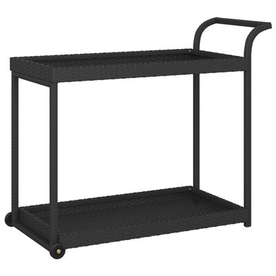 vidaXL Bar Cart Black 100x45x83 cm Poly Rattan, black vidaXL Bar Cart Black 100x45x83 cm Poly Rattan