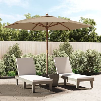 vidaXL Garden Parasol with Wooden Pole Taupe 299x240 cm, taupe vidaXL Garden Parasol with Wooden Pole Taupe 299x240 cm