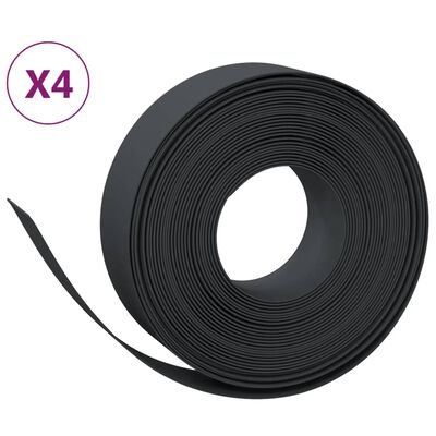 vidaXL Garden Edgings 4 pcs Black 10 m 15 cm Polyethylene, black vidaXL Garden Edgings 4 pcs Black 10 m 15 cm Polyethylene