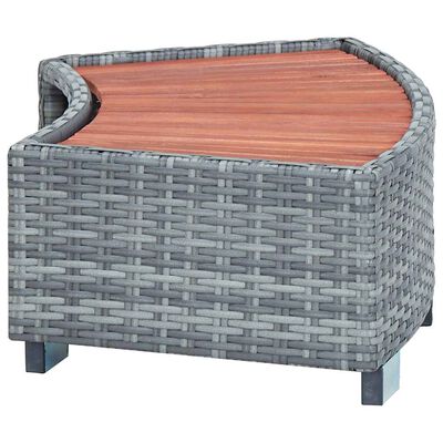 vidaXL Spa Step Grey Poly Rattan 92x45x25 cm, grey vidaXL Spa Step Grey Poly Rattan 92x45x25 cm