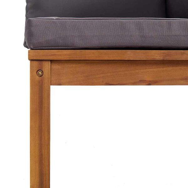 vidaXL Sectional Corner Sofa with Dark Grey Cushions Solid Acacia Wood