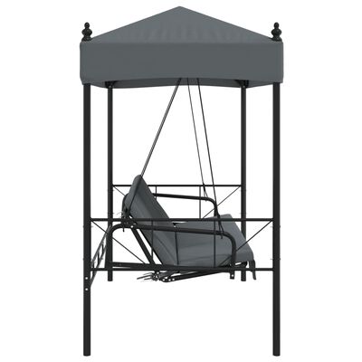vidaXL Garden Swing Bench with Canopy Dark Grey Steel, dark grey vidaXL Garden Swing Bench with Canopy Dark Grey Steel