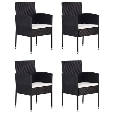vidaXL 5 Piece Garden Dining Set Poly Rattan Black, black and white vidaXL 5 Piece Garden Dining Set Poly Rattan Black