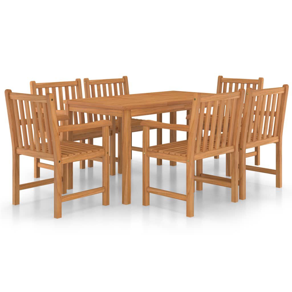 vidaXL 7 Piece Garden Dining Set Solid Teak Wood