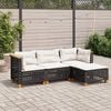 vidaXL 4 Piece Garden Sofa Set with Cushions Black Poly Rattan