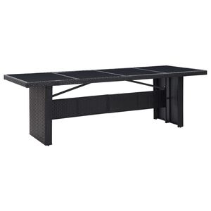vidaXL Outdoor Table | Black | PE rattan, glass, powder-coated steel