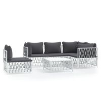 vidaXL 6 Piece Garden Lounge Set with Cushions White Steel