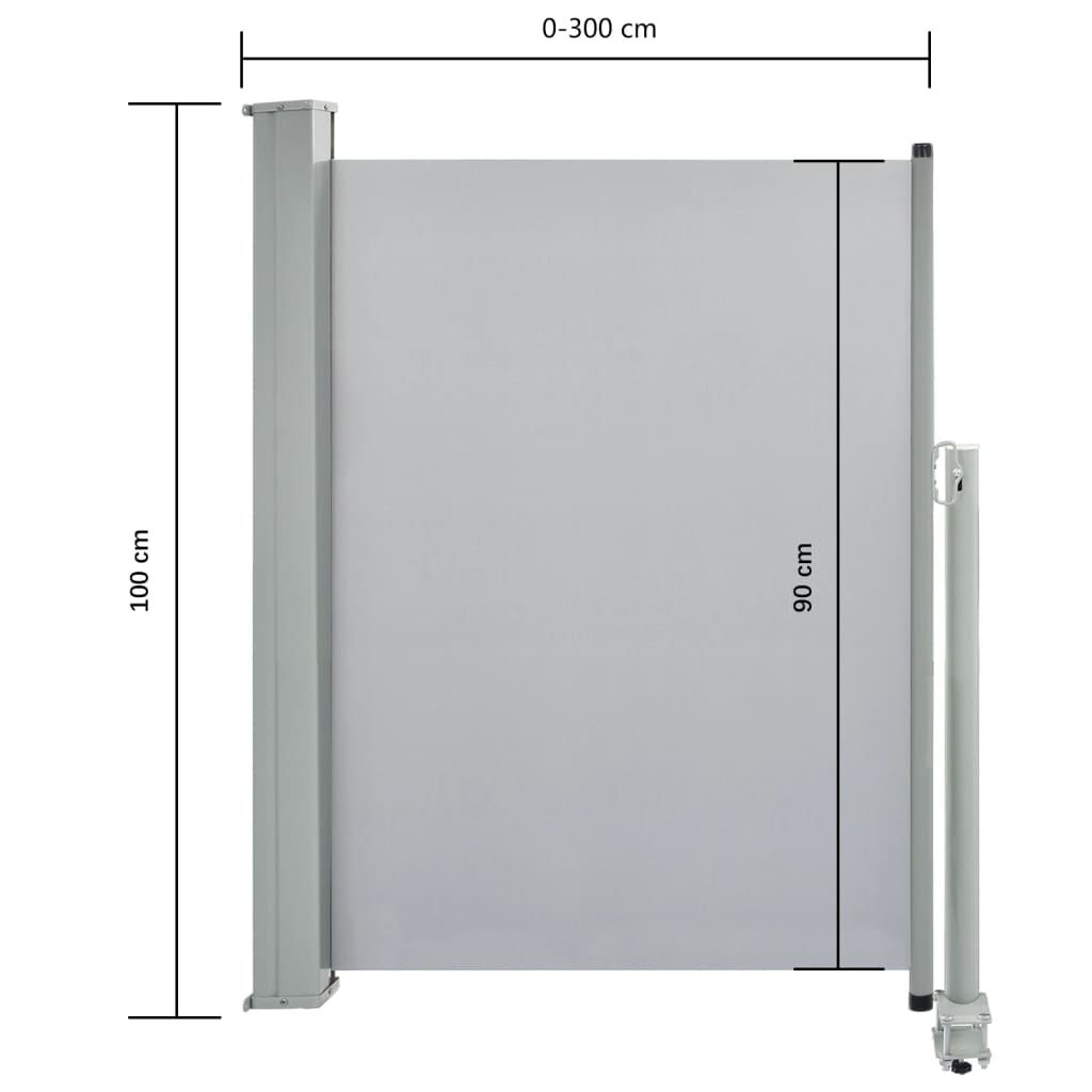 vidaXL Patio Retractable Side Awning 100 x 300 cm Grey