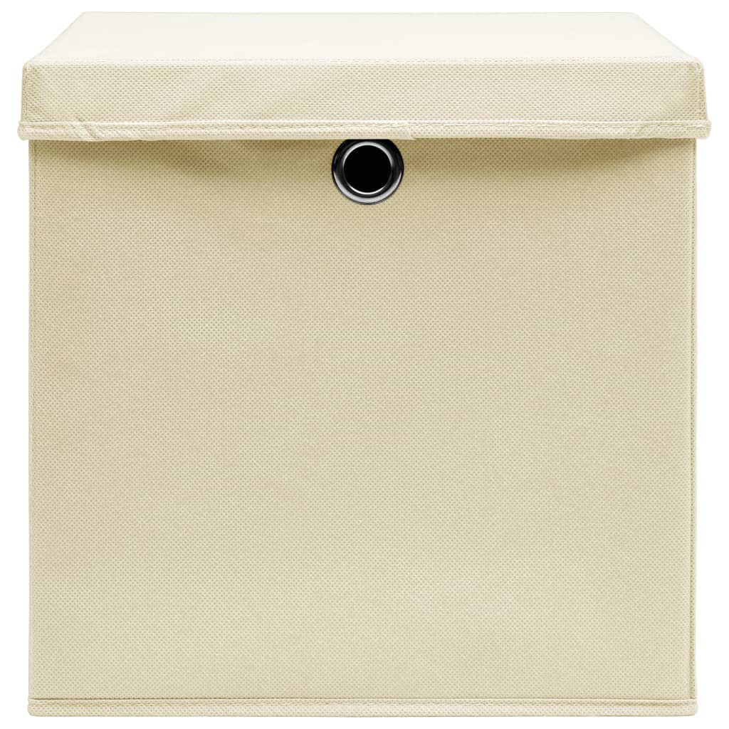 vidaXL Storage Boxes with Covers 4 pcs 28x28x28 cm Cream