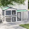 vidaXL Outdoor Large Rabbit Hutch Grey and White 145 x 45 x 84 Wood