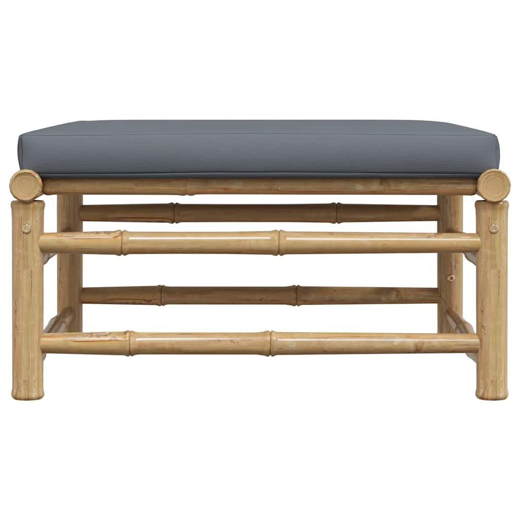 vidaXL Garden Footrest with Dark Grey Cushion Bamboo