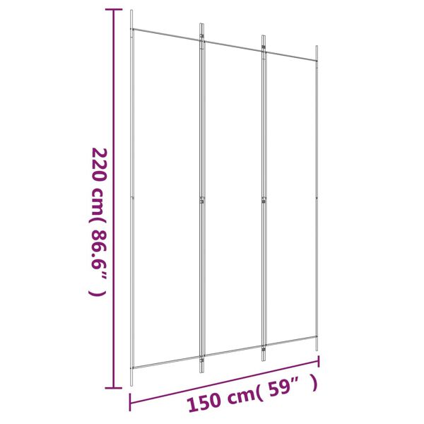 vidaXL 3-Panel Room Divider Black 150x220 cm Fabric