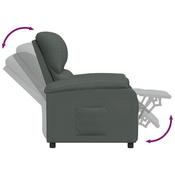 vidaXL Recliner Chair Dark Grey Fabric