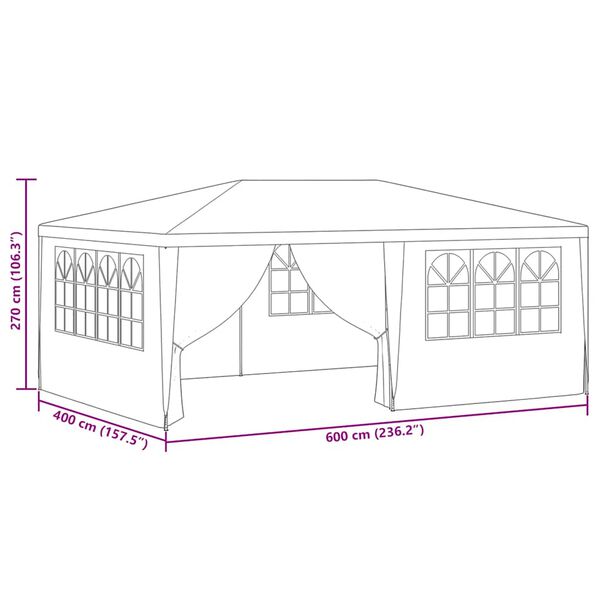 vidaXL Professional Party Tent with Side Walls 4x6 m White 90 g/m?