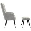 vidaXL Relaxing Chair with a Stool Light Grey Velvet
