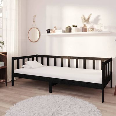 vidaXL Day Bed without Mattress Black Solid Wood Pine 90x200cm