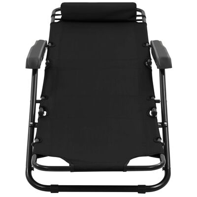 vidaXL Folding Sun Loungers 2 pcs with Footrests Steel Black