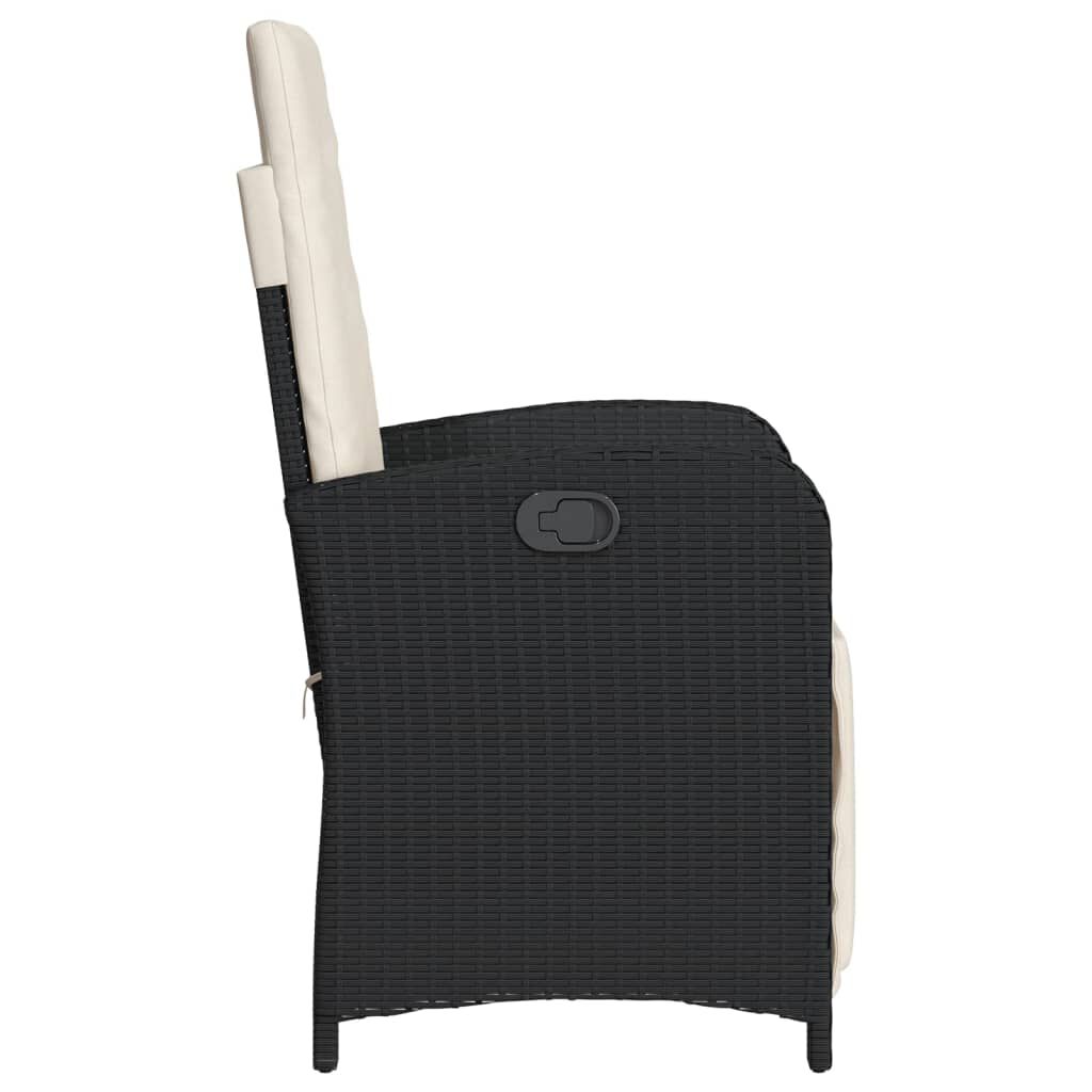 vidaXL Reclining Garden Chairs 2 pcs with Footrest Black Poly Rattan