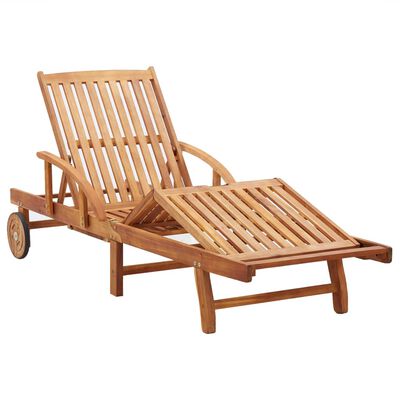 vidaXL Sun Lounger with Cushion Solid Acacia Wood, dark grey vidaXL Sun Lounger with Cushion Solid Acacia Wood