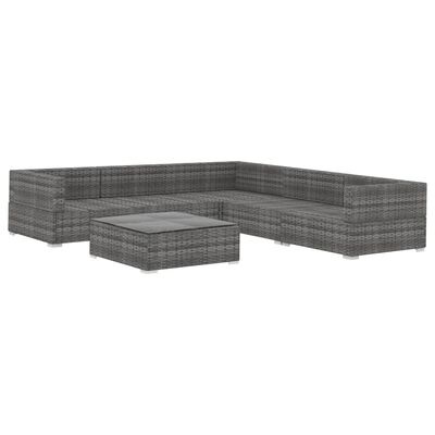 vidaXL 6 Piece Garden Lounge Set with Cushions Poly Rattan Grey, grey vidaXL 6 Piece Garden Lounge Set with Cushions Poly Rattan Grey
