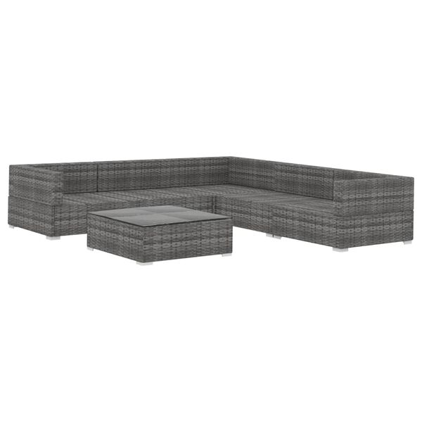 vidaXL 6 Piece Garden Lounge Set with Cushions Poly Rattan Grey
