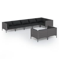 vidaXL 8 Piece Garden Lounge Set with Cushions Poly Rattan Dark Grey