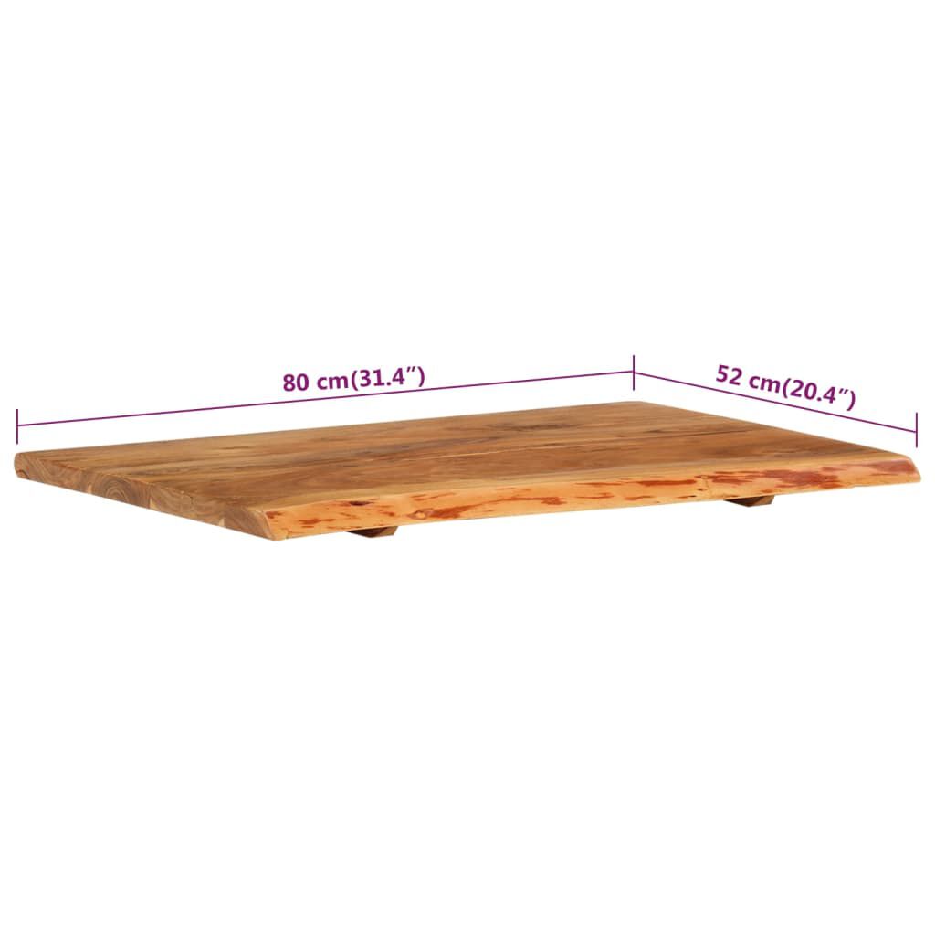 vidaXL Bathroom Vanity Top Solid Acacia Wood 80x52x2.5 cm
