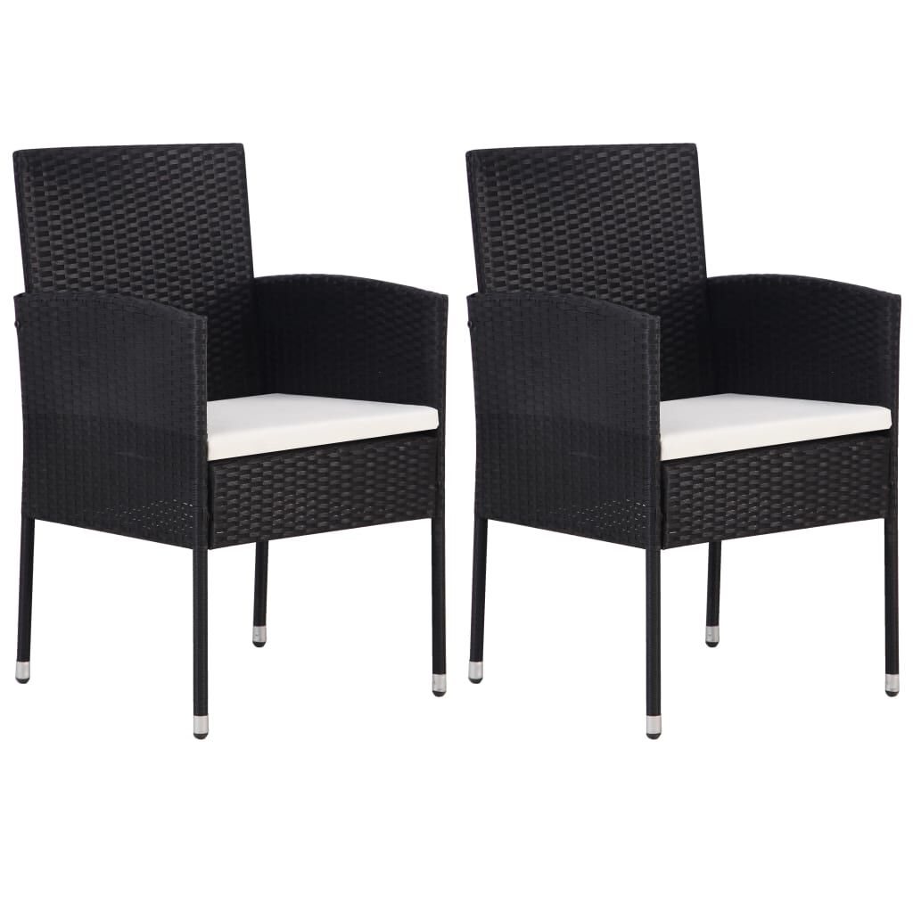 vidaXL 3 Piece Garden Dining Set Poly Rattan Black