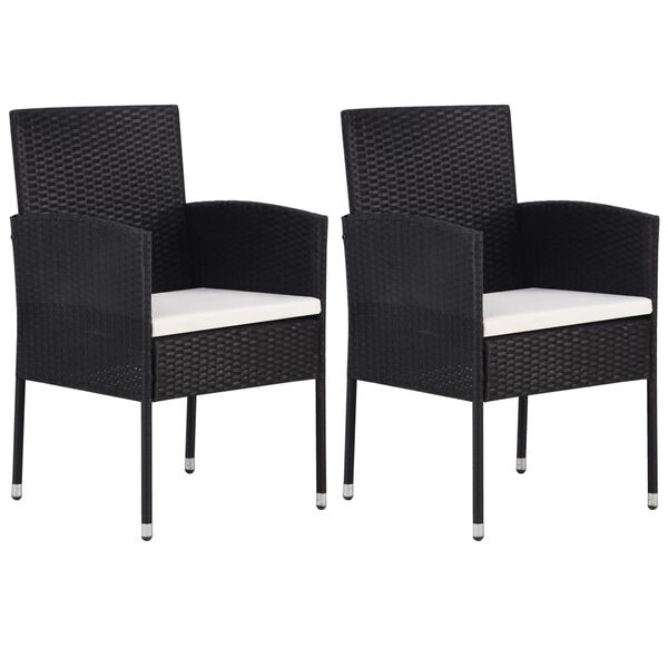 vidaXL 3 Piece Garden Dining Set Poly Rattan Black