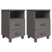 vidaXL Bedside Cabinets HAMAR 2 pcs Light Grey 40x35x62 cm Solid Wood, light grey vidaXL Bedside Cabinets HAMAR 2 pcs Light Grey 40x35x62 cm Solid Wood