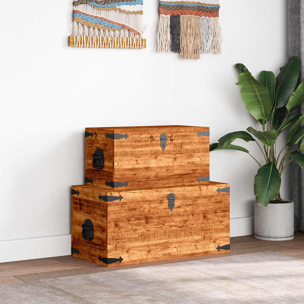 vidaXL Storage Chest Set 2 Pieces Rough Mango Wood