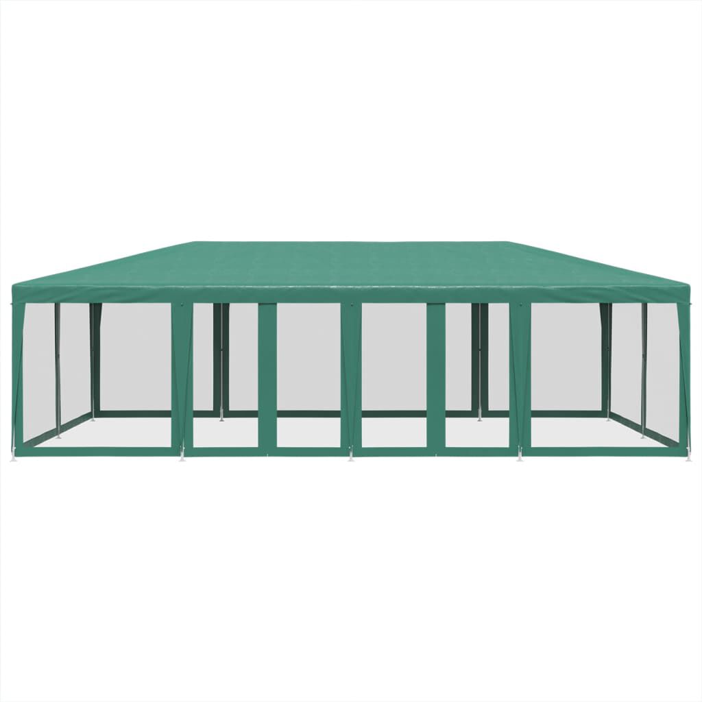 vidaXL Party Tent with 12 Mesh Sidewalls Green 8x4 m HDPE