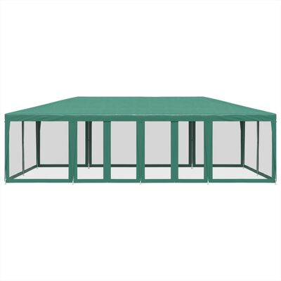 vidaXL Party Tent with 12 Mesh Sidewalls Green 8x4 m HDPE
