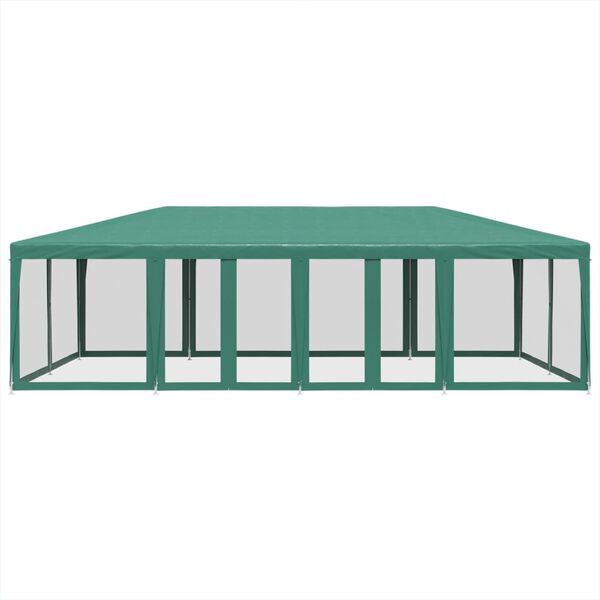 vidaXL Party Tent with 12 Mesh Sidewalls Green 8x4 m HDPE
