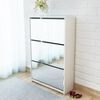 vidaXL Shoe Cabinet 3-Layer Mirror White 63x17x102.5 cm