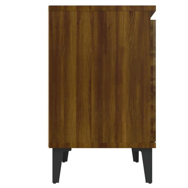 vidaXL Bed Cabinet with Metal Legs Brown Oak 40x30x50 cm