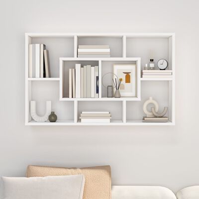 vidaXL Wall Shelf White 85x16x52.5 cm Engineered Wood, white vidaXL Wall Shelf White 85x16x52.5 cm Engineered Wood