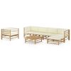 vidaXL 7 Piece Garden Lounge Set with Cream White Cushions Bamboo