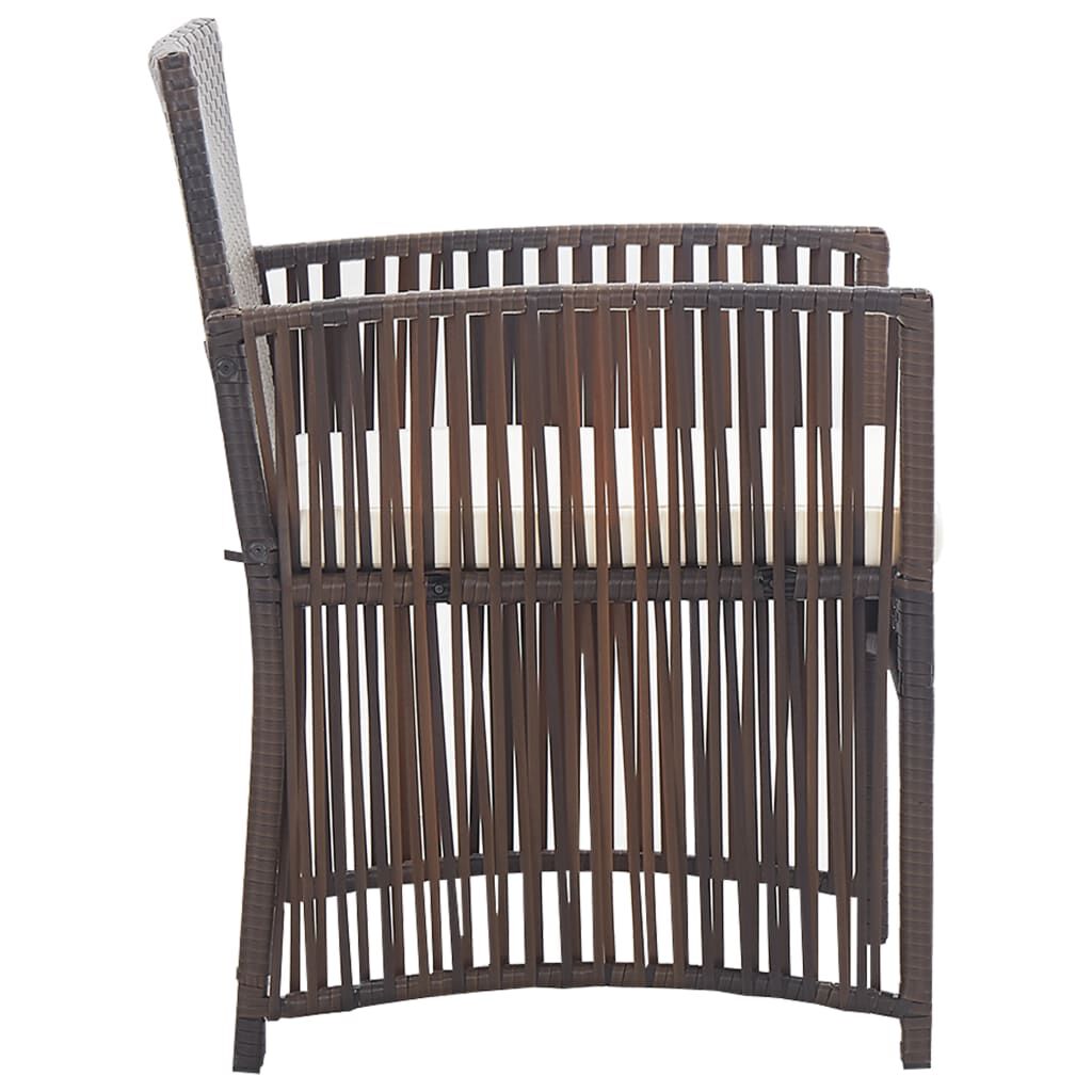vidaXL 4 Piece Garden Lounge Set with Cushion Poly Rattan Brown