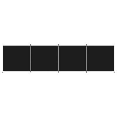 vidaXL 4-Panel Room Divider Black 698x180 cm Fabric, black vidaXL 4-Panel Room Divider Black 698x180 cm Fabric