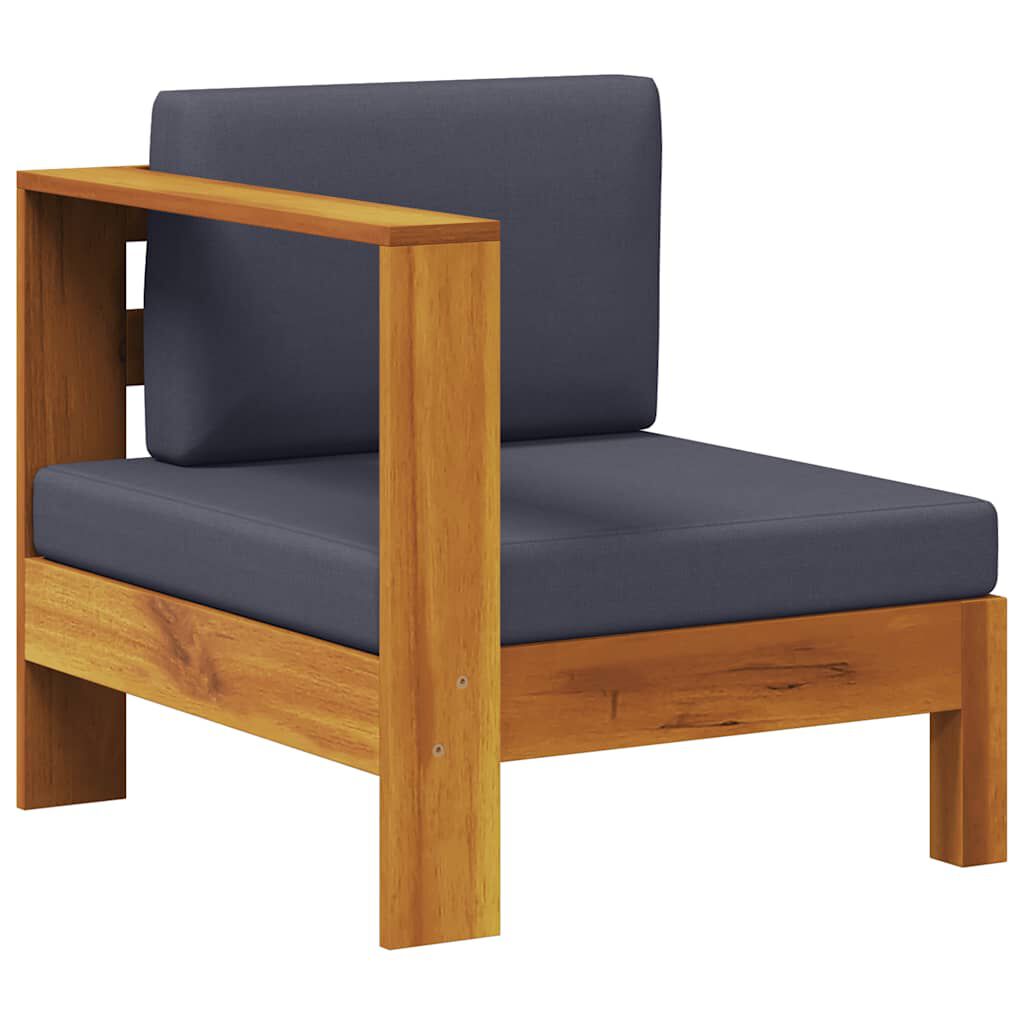 vidaXL Middle Sofa with 1 Armrest Dark Grey Solid Acacia Wood