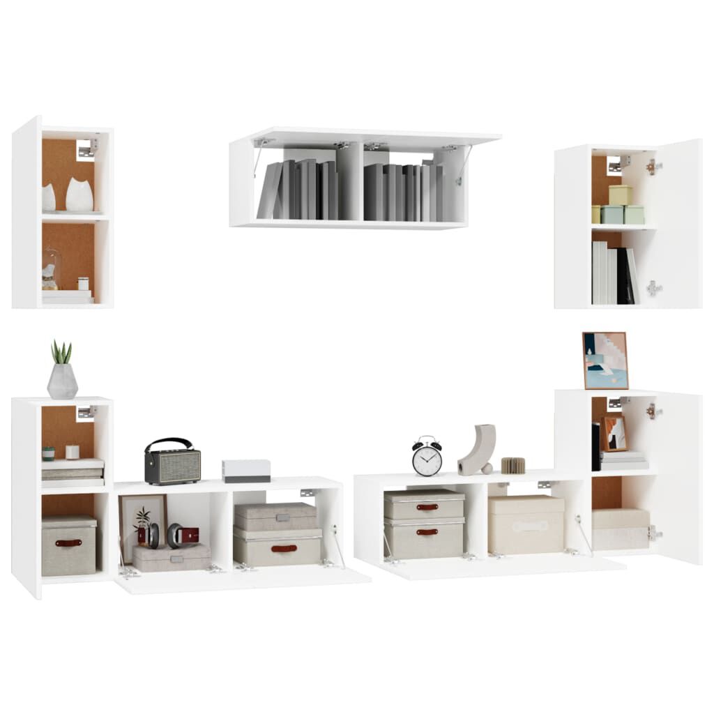 vidaXL 7 Piece TV Cabinet Set White Engineered Wood