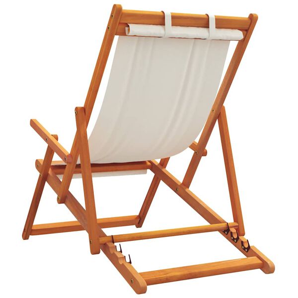 vidaXL Folding Beach Chairs 2 pcs Cream Fabric