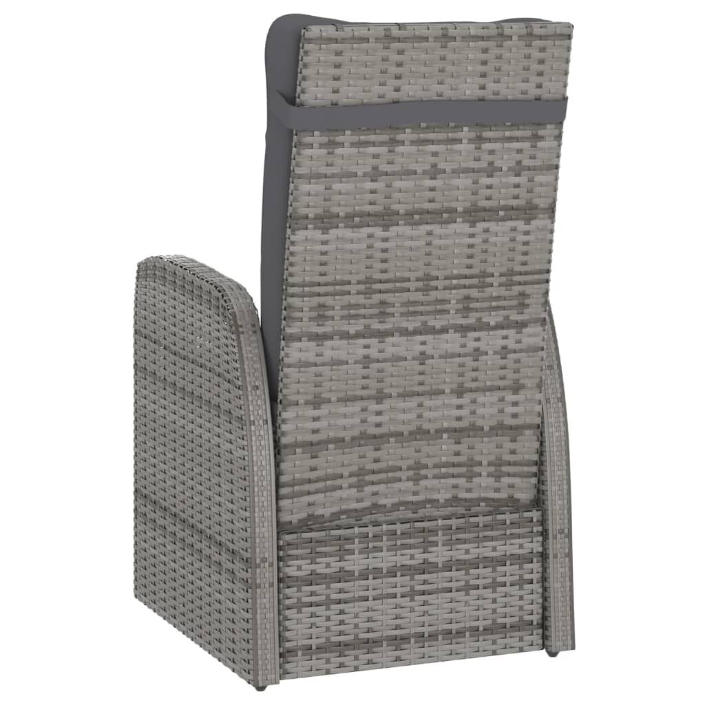 vidaXL 7 Piece Outdoor Dining Set with Cushions Poly Rattan Grey