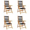 vidaXL Reclining Folding Chairs 4 pcs Black Solid Wood Acacia