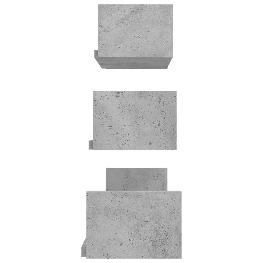 vidaXL Wall Display Shelf 3 pcs Concrete Grey Engineered Wood