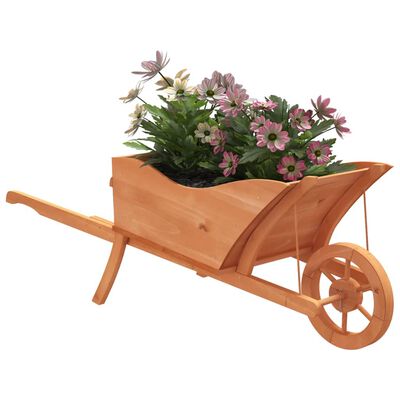 vidaXL Wheelbarrow Planter 128x45.5x43 cm Solid Wood Fir,  vidaXL Wheelbarrow Planter 128x45.5x43 cm Solid Wood Fir
