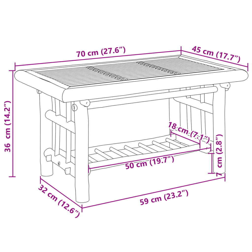 vidaXL Coffee Table 70x45x36 cm Bamboo